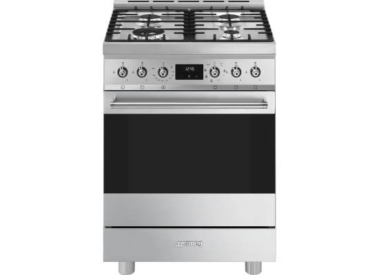 _RABAT_ | Kuchnia z płytą gazową SMEG C6GMX2 stal nierdzewna | 60cm | czyszczenie parowe | linia SYMFONIA | + GRATIS blender BLF03BLEU