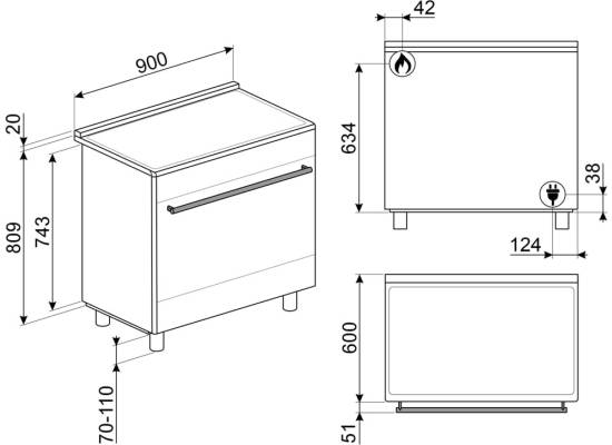 _RABAT_ | Kuchnia z płytą gazową SMEG C95GMCMB2 czarny mat | 90cm | czyszczenie parowe | linia SYMFONIA | + GRATIS blender BLF03BLEU