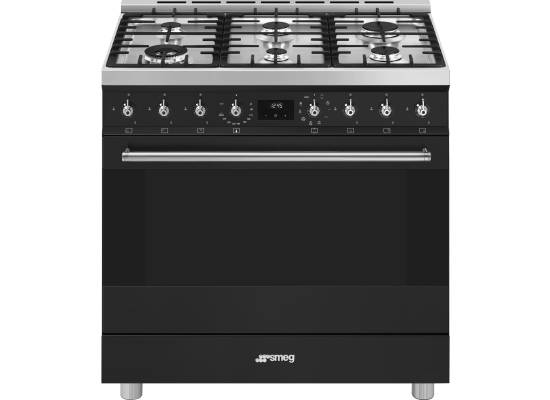 _RABAT_ | wysyłka 24H* | Kuchnia z płytą gazową SMEG C9GMMB2 czarny mat | 90cm | emalia Ever Clean | linia SYMFONIA | + GRATIS blender BLF03BLEU