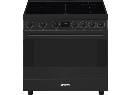 _RABAT_ | Kuchnia z płytą indukcyjną SMEG C9IMN2 czarny | 90cm | czyszczenie parowe | linia SYMFONIA | + GRATIS robot SMF05BLEU