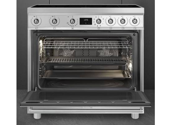 _RABAT_ | wysyłka 24H* | Kuchnia z płytą indukcyjną SMEG C9IMX2 stal nierdzewna | 90cm | emalia Ever Clean | linia SYMFONIA | + GRATIS robot SMF05BLEU