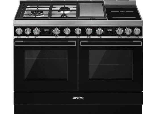_RABAT_ | Kuchnia z płytą indukcyjną,gazową i grilem SMEG CPF120IGMPBL czarny | 120cm | czyszczenie pyroliza + parowe | linia PORTOFINO | + GRATIS rob