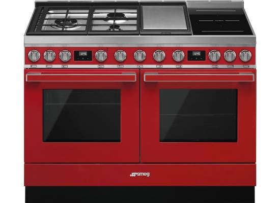 _RABAT_ | Kuchnia z płytą indukcyjną,gazową i grilem SMEG CPF120IGMPR czerwony | 120cm | czyszczenie pyroliza + parowe | linia PORTOFINO | + GRATIS ro
