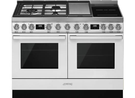 _RABAT_ | Kuchnia z płytą indukcyjną,gazową i grilem SMEG CPF120IGMPWH biały | 120cm | czyszczenie pyroliza + parowe | linia PORTOFINO | + GRATIS robo