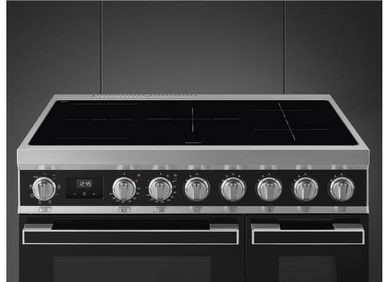 _RABAT_ | Kuchnia z płytą indukcyjną SMEG CPF92IMBL czarny | 90cm | czyszczenie parowe | linia PORTOFINO | + GRATIS robot SMF05BLEU