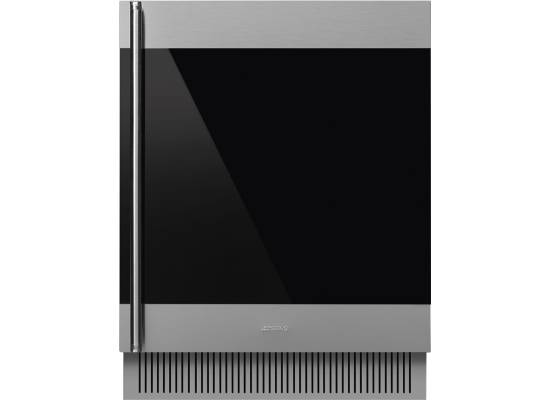 Winiarka do zabudowy SMEG CVI338RX3 stal niedzewna + szkło CZARNE | zawias PRAWY | 82cm | 38 butelek | 2 strefy | linia CLASSICA