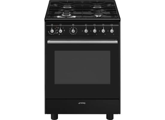 _RABAT_ | Kuchnia z płytą gazową SMEG CX61GMBL czarny | 60cm | czyszczenie parowe | linia CONCERTO | + GRATIS blender BLF03BLEU