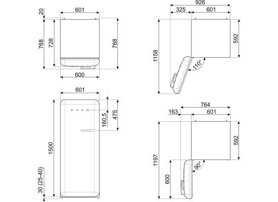 _RABAT_ | Lodówka wolnostojąca SMEG FAB28LPB6 pastelowy błękit | zawiasy po LEWEJ | 150cm | linia 50's STYLE