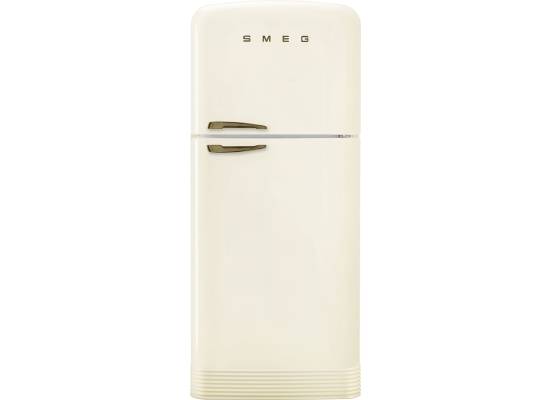 _RABAT_ | Lodówka wolnostojąca SMEG FAB50RCRB5 kremowy (uchwyty w kolorze mosiężnym) | zawiasy po PRAWEJ | 188cm | linia 50's STYLE