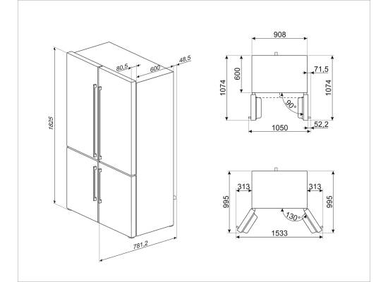 _RABAT_ | Lodówka wolnostojąca SbS SMEG FQ60XDAIE stal INOX-LOOK | NoFrost (pełny) | linia UNIVERSAL