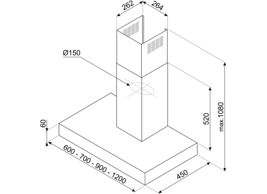 _RABAT_ | Okap przyścienny SMEG KBT700XE szczotkowana stal nierdzewna | 70cm | 688 m3/h | linia UNIVERSAL