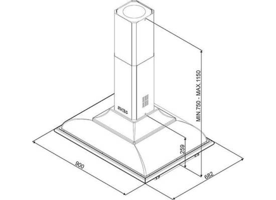 _RABAT_ | Okap wyspowy SMEG KCI19AOE antracyt | 90cm | 754 m3/h | linia CORTINA