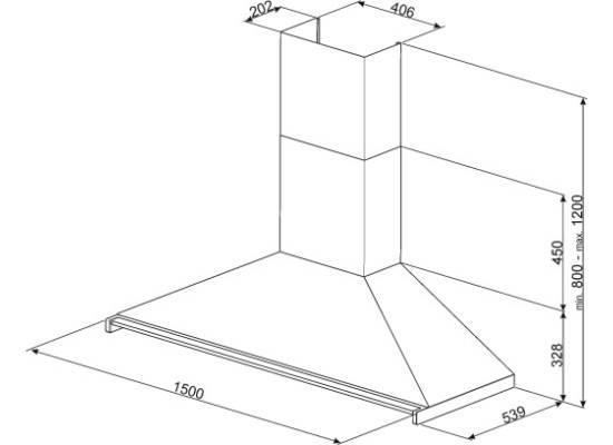 _RABAT_ | Okap przyścienny SMEG KD150HXE stal nierdzewna | 150cm | 787 m3/h | linia CLASSICA