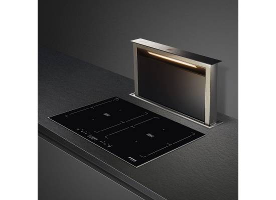 _RABAT_ | Okap blatowy downdraft SMEG KDD60VXE-3 czarne szkło + stal nierdzewna | 54cm | 650 m3/h | linia UNIVERSAL