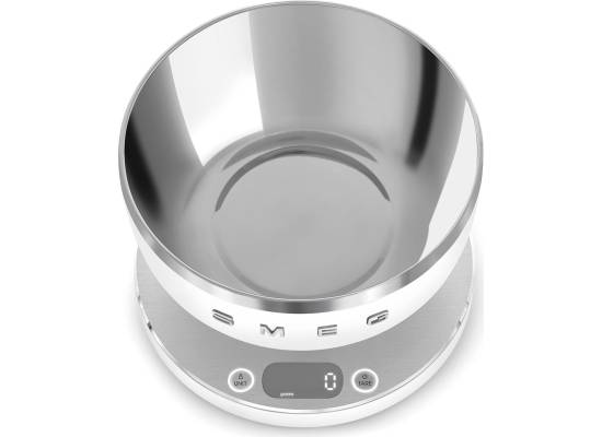 _RABAT_ | wysyłka 24H* | Waga kuchenna SMEG KSC01WHMWW biały mat | misa stalowa 1,8l | bateria Li-Ion 1200 mAh | linia COLLEZIONE