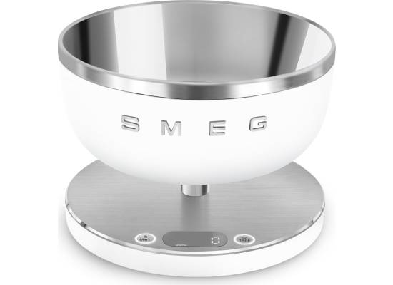 _RABAT_ | wysyłka 24H* | Waga kuchenna SMEG KSC01WHMWW biały mat | misa stalowa 1,8l | bateria Li-Ion 1200 mAh | linia COLLEZIONE