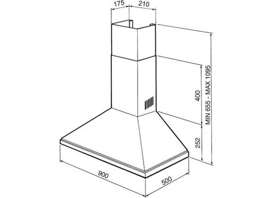 _RABAT_ | Okap przyścienny SMEG KSED95PE kremowy | 90cm | 593 m3/h | linia UNIVERSAL