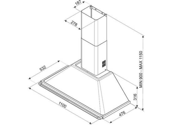 _RABAT_ | Okap przyścienny SMEG KT110BLE czarny | 110cm | 788 m3/h | linia VICTORIA