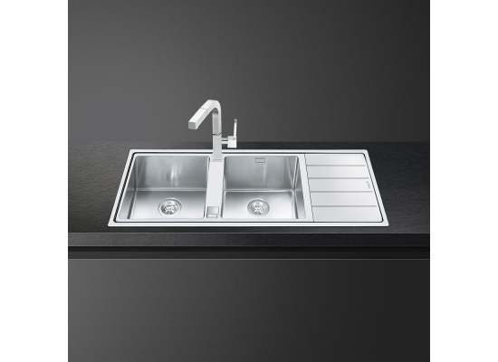 Zlew SMEG LFT116D | komora LEWA | stal szczotkowana INOX | linia MIRA