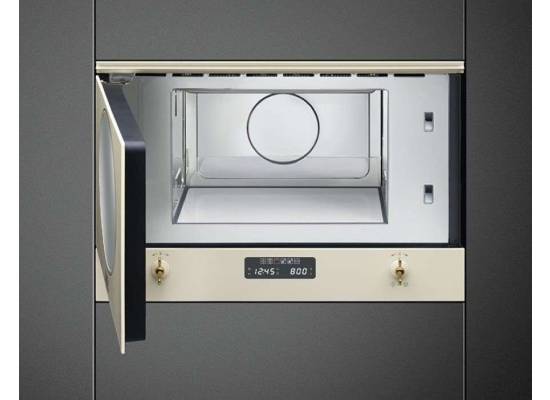 _RABAT_ | wysyłka 24H* | Kuchenka mikrofalowa SMEG MP822PO kremowy (wykończenie w kolorze mosiężnym) | linia COLONIALE