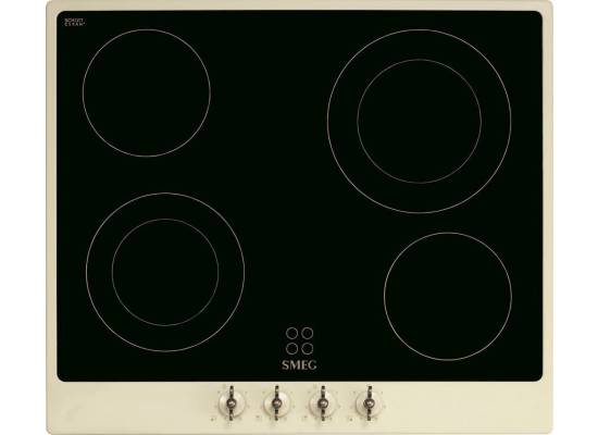 _RABAT_ | wysyłka 24H* | Płyta ceramiczna SMEG P864PO kremowy + czarne szkło (pokrętła z mosiądzu) | linia COLONIALE
