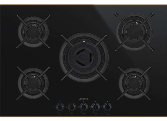 WYLECIAŁO SMEG - Płyta gazowa SMEG PV675CNR czarne szkło + miedź | linia DOLCE STIL NOVO