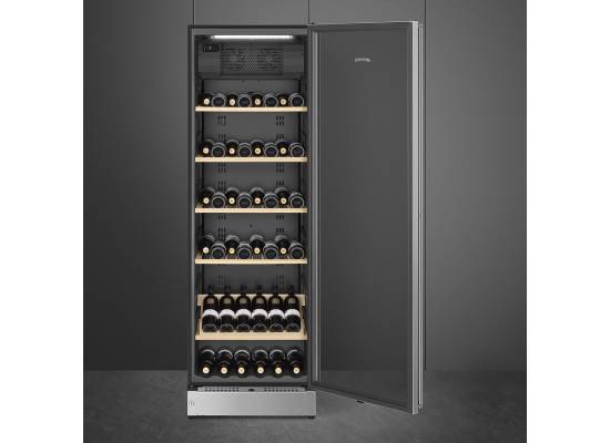 _RABAT_ | Winiarka wolnostojąca SMEG SCV115G stal niedzewna + czarny | zawiasy PRAWE | 185cm | 197 butelek | 2 strafy | linia UNIVERSAL
