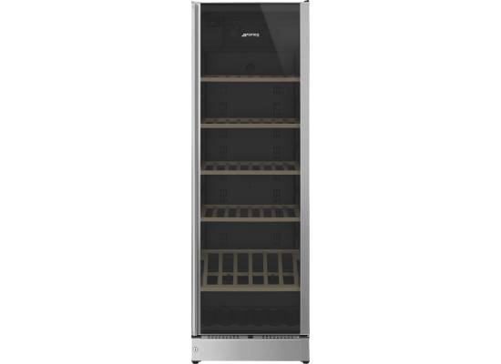 _RABAT_ | Winiarka wolnostojąca SMEG SCV115G stal niedzewna + czarny | zawiasy PRAWE | 185cm | 197 butelek | 2 strafy | linia UNIVERSAL