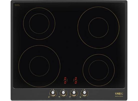 _RABAT_ | Płyta indukcyjna SMEG SI764AOM antracyt + czarne szkło (podkładki w mosiężnym) | linia CORTINA
