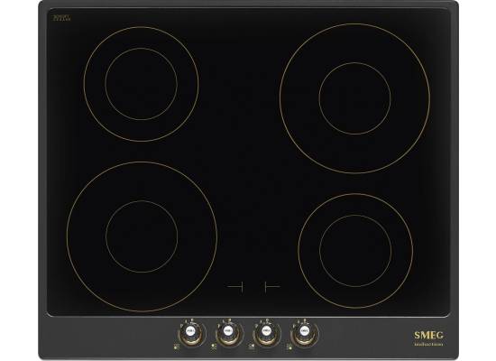 _RABAT_ | Płyta indukcyjna SMEG SI764AOM antracyt + czarne szkło (podkładki w mosiężnym) | linia CORTINA