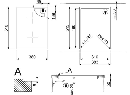 _RABAT_ | Płyta indukcyjna SMEG SIM3323D czarne szkło | linia UNIVERSAL