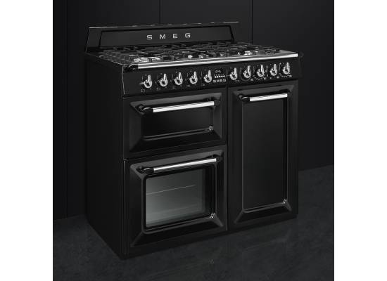 _RABAT_ | Kuchnia z płytą gazową SMEG TR103BL czarny | 100cm | czyszczenie parowe | linia VICTORIA | + GRATIS robot SMF05BLEU