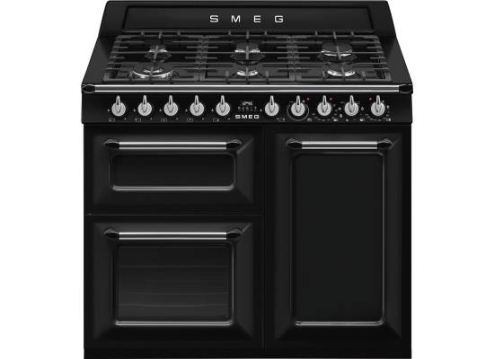 _RABAT_ | Kuchnia z płytą gazową SMEG TR103BL czarny | 100cm | czyszczenie parowe | linia VICTORIA | + GRATIS robot SMF05BLEU