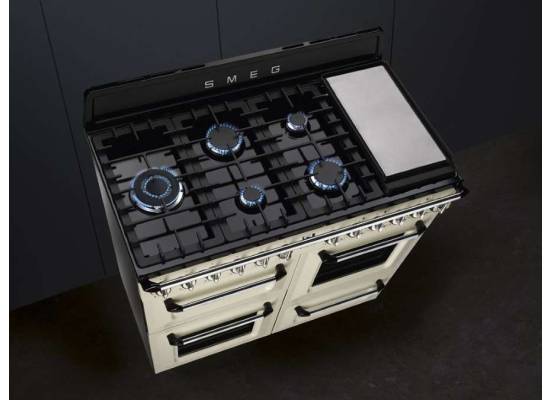 _RABAT_ | Kuchnia z płytą gazową SMEG TR4110P1 kremowy | 110cm | czyszczenie parowe | linia VICTORIA | + GRATIS robot SMF05BLEU