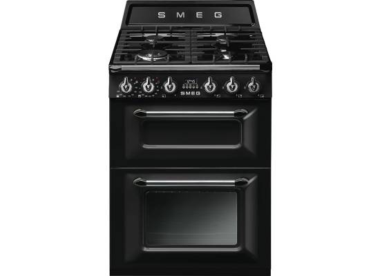 _RABAT_ | wysyłka 24H* | Kuchnia z płytą gazową SMEG TR62BL czarny | 60cm | emalia Ever Clean | linia VICTORIA | + GRATIS blender BLF03BLEU