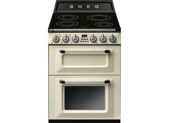 _RABAT_ | Kuchnia z płytą indukcyjną SMEG TR62IP2 kremowy | 60cm | emalia Ever Clean | linia VICTORIA | + GRATIS robot SMF05BLEU