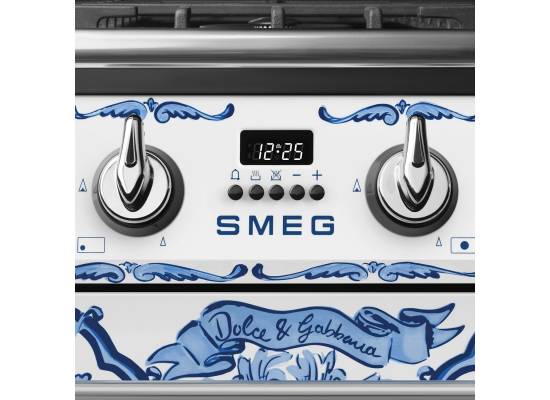 _RABAT_ | Kuchnia z płytą gazową SMEG TR90DGME9 d&g blu mediterraneo | 90cm | czyszczenie parowe | linia VICTORIA | + GRATIS robot SMF05BLEU