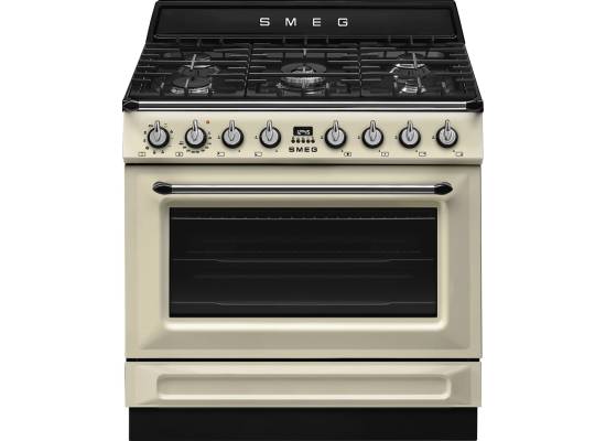 _RABAT_ | Kuchnia z płytą gazową SMEG TR90GMP kremowy | 90cm | czyszczenie parowe | linia VICTORIA | + GRATIS robot SMF05BLEU