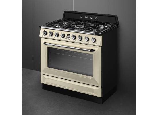 _RABAT_ | Kuchnia z płytą gazową SMEG TR90GPP kremowy | 90cm | czyszczenie pyroliza | linia VICTORIA | + GRATIS robot SMF05BLEU
