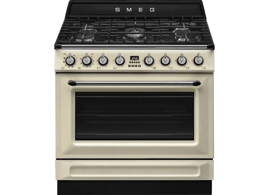 _RABAT_ | Kuchnia z płytą gazową SMEG TR90GPP kremowy | 90cm | czyszczenie pyroliza | linia VICTORIA | + GRATIS robot SMF05BLEU