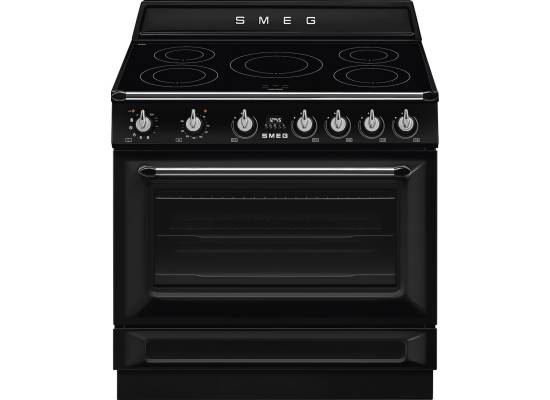 _RABAT_ | Kuchnia z płytą indukcyjną SMEG TR90IPBL czarny | 90cm | czyszczenie pyroliza | linia VICTORIA | + GRATIS robot SMF05BLEU