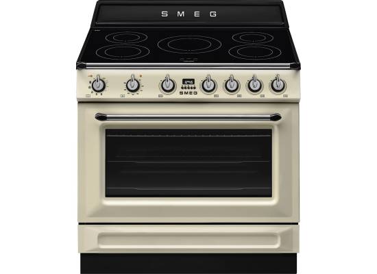 _RABAT_ | Kuchnia z płytą indukcyjną SMEG TR90IPP kremowy | 90cm | czyszczenie pyroliza | linia VICTORIA | + GRATIS robot SMF05BLEU