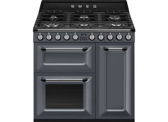 _RABAT_ | Kuchnia z płytą gazową SMEG TR93GR niebieskoszary | 90cm | czyszczenie parowe | linia VICTORIA | + GRATIS robot SMF05BLEU