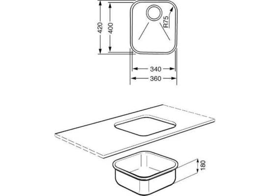 _RABAT_ | Zlew SMEG UM40 stal szczotkowana INOX | linia ALBA