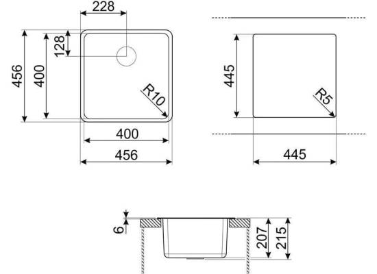 _RABAT_ | Zlew SMEG VZP45CT CEMENT (szary) | linia QUADRA