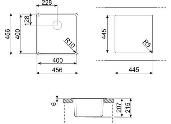 _RABAT_ | Zlew SMEG VZP45N BLACK (czarny mat) | linia QUADRA