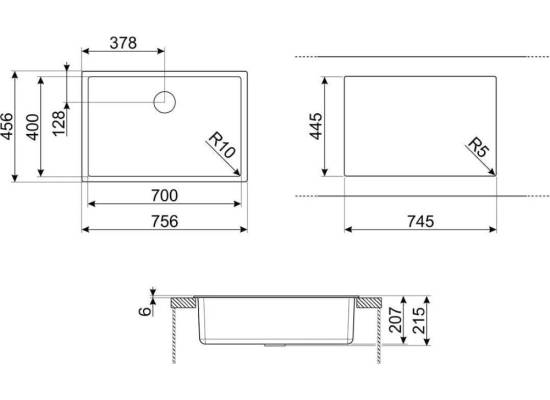 _RABAT_ | Zlew SMEG VZP76N BLACK (czarny mat) | linia QUADRA