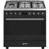 _RABAT_ | Kuchnia z płytą gazową SMEG C95GMCMB2 czarny mat | 90cm | czyszczenie parowe | linia SYMFONIA | + GRATIS blender BLF03BLEU