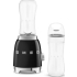 _RABAT_ | wysyłka 24H* | Blender sportowy SMEG PBF01BLEU czarny połysk | 2 butelki BOTTLE-TO-GO 600 ml | linia 50's STYLE