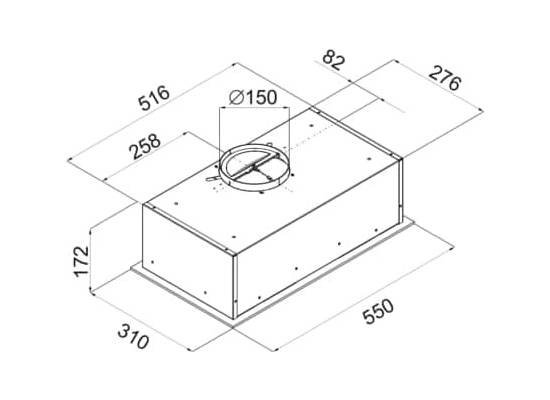 Okap do zabudowy VDB BOX-S 60 GLASS BLACK (szkło czarne) | 420 m3/h